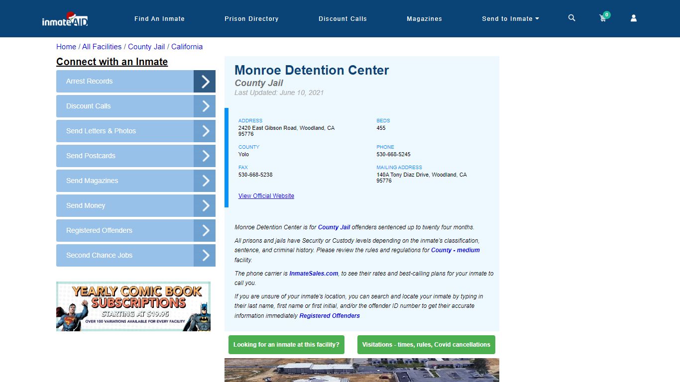 Monroe Detention Center - Inmate Locator - Woodland, CA